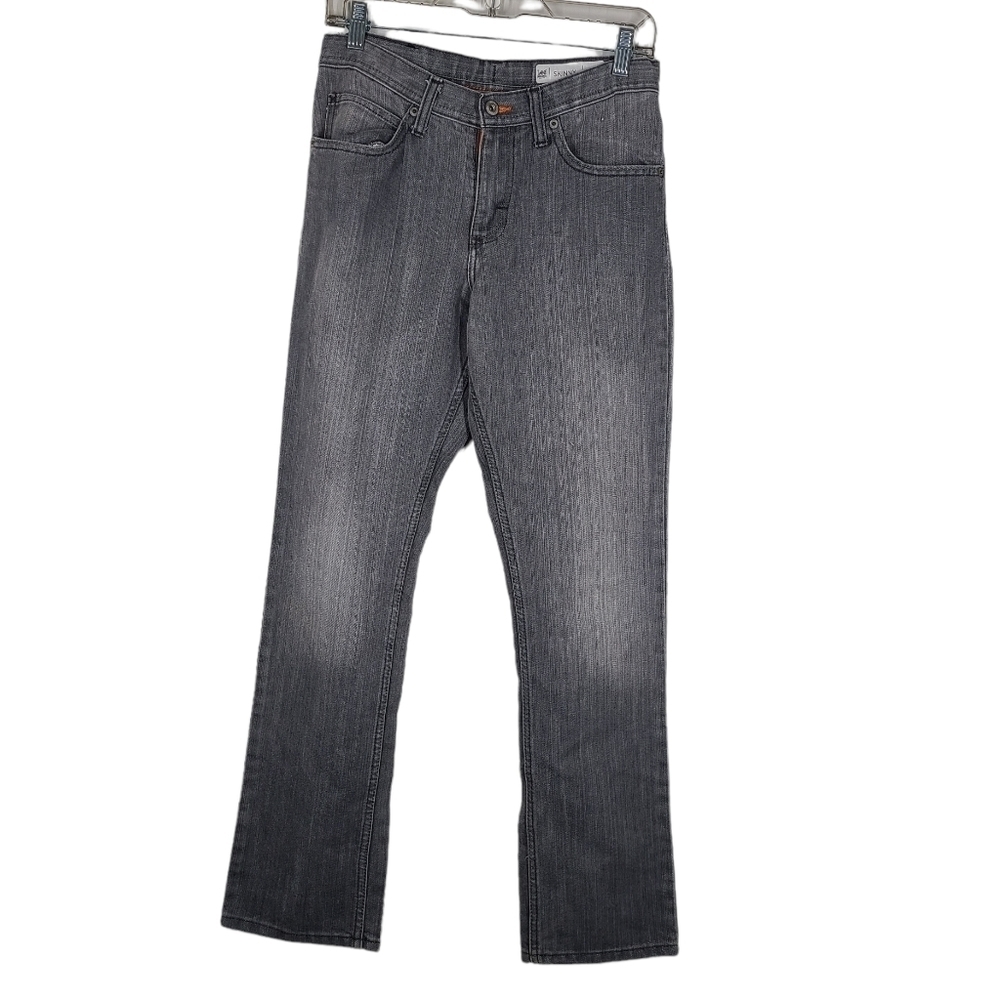 LEE Dungarees Asphalt Gray Skinny Adjustable Waistband Sz 16